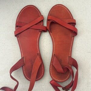Madewell red criss cross sandals